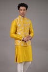 Para_Yellow Chanderi Silk Hand Embroidered Zari Bundi And Kurta Set  _Online_at_Aza_Fashions