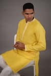 Para_Yellow Chanderi Silk Embroidered Thread Kurta And Pant Set _Online_at_Aza_Fashions