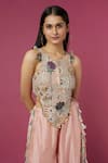 Buy_Payal Singhal_Pink Silk Embroidery Geometric Boat Neck Flower Choli And Sharara Set _Online_at_Aza_Fashions