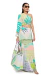 PS Pret by Payal Singhal_Green Crepe Printed Tropical Asymmetric Skirt Set  _at_Aza_Fashions