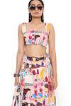 Shop_PS Pret by Payal Singhal_Peach Denim Trance Print Skirt Set_at_Aza_Fashions