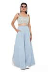 Buy_Payal Singhal_Blue Denim Embroidery Mirror Sweetheart Neck Bustier And Flared Pant Set _Online_at_Aza_Fashions