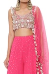 Shop_Payal Singhal_Pink Georgette Embroidery Mukaish And Sequin Scoop Sleeveless Choli Sharara Set _at_Aza_Fashions