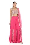 Buy_Payal Singhal_Pink Georgette Embroidery Mukaish And Sequin Scoop Sleeveless Choli Sharara Set _Online_at_Aza_Fashions