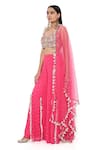 Shop_Payal Singhal_Pink Georgette Embroidery Mukaish And Sequin Scoop Sleeveless Choli Sharara Set _Online_at_Aza_Fashions