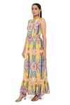 Shop_PS Pret by Payal Singhal_Yellow Crepe Printed Enchanted Halter Cutout Dress  _Online_at_Aza_Fashions