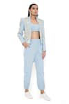 Buy_Payal Singhal_Blue Denim Embroidery Jacket Lapel Collar And Bustier Scoop & Jogger Set _Online_at_Aza_Fashions