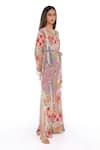 Buy_PS Pret by Payal Singhal_Multi Color Crepe African Notched Kaftan  _Online_at_Aza_Fashions