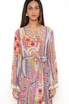 Shop_PS Pret by Payal Singhal_Multi Color Crepe African Notched Kaftan  _Online_at_Aza_Fashions