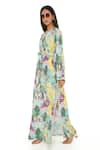 PS Pret by Payal Singhal_Yellow Art Crepe Kuno Notched Kaftan  _Online_at_Aza_Fashions