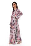 Buy_PS Pret by Payal Singhal_Red Art Crepe Ikat Tribe Notched Kaftan  _Online_at_Aza_Fashions