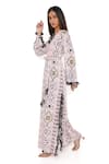 Buy_PS Pret by Payal Singhal_Pink Art Crepe Print Mosaic Diamond Notched Kaftan  _Online_at_Aza_Fashions