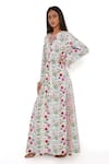 Buy_PS Pret by Payal Singhal_Cream Art Crepe Print Floral Garden Notched Kaftan  _Online_at_Aza_Fashions