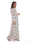 Shop_PS Pret by Payal Singhal_Cream Art Crepe Print Floral Garden Notched Kaftan  _Online_at_Aza_Fashions