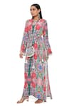 Buy_PS Pret by Payal Singhal_Pink Crepe Printed Enchanted Notched Kaftan  _Online_at_Aza_Fashions