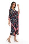 Buy_PS Pret by Payal Singhal_Blue Art Crepe Printed Spring V Neck Kaftan  _Online_at_Aza_Fashions