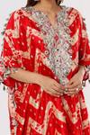 Payal Singhal_Red Silk Bandhani Pattern Kurta With Churidar_Online_at_Aza_Fashions