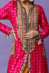 Buy_Payal Singhal_Pink Silk Bandhani Pattern Kurta With Dhoti Pant_Online_at_Aza_Fashions