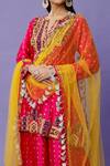 Buy_Payal Singhal_Pink Silk Embroidered Yoke Bandhani Kurta Set_Online_at_Aza_Fashions