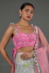 Buy_Payal Singhal_Pink Dupion Silk Embroidered Square Neck Tropical Print Lehenga Set _Online_at_Aza_Fashions