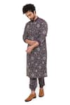 Buy_PS Men by Payal Singhal_Purple Georgette Embroidered Floral Kurta And Joggers Set _Online_at_Aza_Fashions