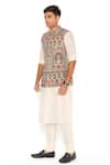 Buy_PS Men by Payal Singhal_Yellow Bundi  Georgette Embroidered Thread Kurta Set  _Online_at_Aza_Fashions