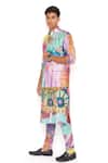 Buy_PS Men by Payal Singhal_Purple Bundi  Dupion Silk Printed Tropical Kurta Set _Online_at_Aza_Fashions