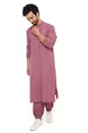 Buy_PS Men by Payal Singhal_Pink Linen Plain Bomber Kurta And Joggers Set _Online_at_Aza_Fashions