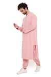 Shop_PS Men by Payal Singhal_Pink Lycra Striped Bomber Kurta And Joggers Set _Online_at_Aza_Fashions