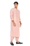 PS Men by Payal Singhal_Pink Abla Silk Solid Bomber Kurta And Jogger Pant Set _Online_at_Aza_Fashions