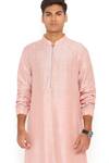 Shop_PS Men by Payal Singhal_Pink Abla Silk Solid Bomber Kurta And Jogger Pant Set _Online_at_Aza_Fashions