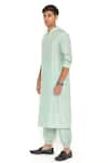 Buy_PS Men by Payal Singhal_Blue Abla Silk Solid Mandarin Neck Bomber Kurta Set _Online_at_Aza_Fashions