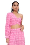 Shop_PS Pret by Payal Singhal_Pink Crepe Printed Kite Asymmetric Top And Palazzo Set  _at_Aza_Fashions