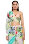 Shop_PS Pret by Payal Singhal_Green Crepe Printed Tropical Asymmetric Top And Palazzo Set  _at_Aza_Fashions