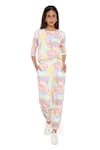 PS Pret by Payal Singhal_Green Cotton Tie And Dye Round Top & Joggers Set  _Online_at_Aza_Fashions