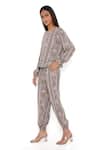PS Pret By Payal Singhal_Green Rayon Floral Print Round Top And Joggers Set _Online_at_Aza_Fashions