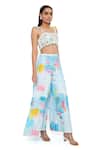 Buy_Payal Singhal_Blue Dupion Silk Print And Embroidery Painterly Square Neck Bustier & Palazzo Set _Online_at_Aza_Fashions