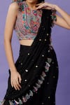 Payal Singhal_Black Silk Embroidered Mukaish Round Work Pant Saree With Blouse _Online_at_Aza_Fashions