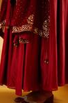 Buy_Pratibha Sultania_Maroon Chanderi Embellished Mukaish V Neck Angarkha Set _Online_at_Aza_Fashions