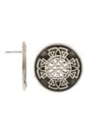 Palace Of Silver_Silver Plated Geometric Pattern Round Ear Studs_Online_at_Aza_Fashions