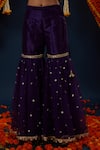 Buy_Preeti S Kapoor_Purple Silk, Net Gota Patti Round Neck Embroidered Kurta Gharara Set _Online_at_Aza_Fashions