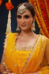 Preeti S Kapoor_Yellow Kurta  Dupion Embroidered Gota Square Neck Gharara Set _Online_at_Aza_Fashions