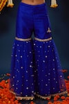 Buy_Preeti S Kapoor_Blue Kurta  Dupion Embroidered Gota V Neck Work Gharara Set _Online_at_Aza_Fashions