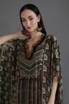 Buy_Preeti S Kapoor_Green Crepe Tassels V-neck Harmeen Flared Collage Print Kaftan With Pant_Online_at_Aza_Fashions