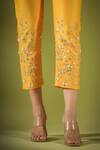 Pallavi Jaipur_Yellow Pant Lining Mulmul, Pant Chanderi, Tunic Lining Embroidered And Set_at_Aza_Fashions