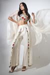 Buy_Pallavi Jaipur_Ivory Cape Satin Organza, Crop Top And Pant Linen Satin, Lining Shantoon Set_Online_at_Aza_Fashions