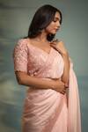 Pallavi Jaipur_Pink Lining Shantoon, Summer Silk Pearl Work Embroidered Saree With Blouse_Online_at_Aza_Fashions