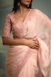Pallavi Jaipur_Pink Lining Shantoon, Summer Silk Pearl Work Embroidered Saree With Blouse_at_Aza_Fashions