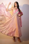 Buy_Pallavi Jaipur_Pink Anarkali Kora Silk, Dupatta Diamond Chiffon, Leggings Satin Lycra, Set _Online_at_Aza_Fashions