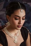 Buy_Paisley Pop_Gold Plated Diamonds, Pearls Polki Necklace Set _Online_at_Aza_Fashions